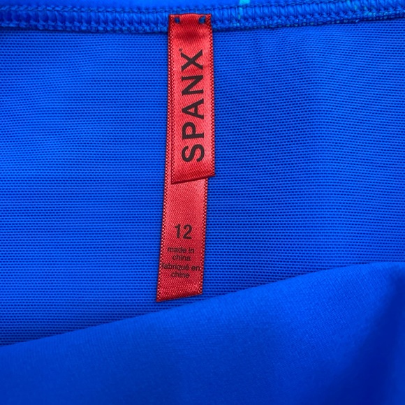 Spanx Flirty Skirted Swim Bottom Electric Blue Geo Bikini Bathing Suit 12 NWT - Picture 4 of 10